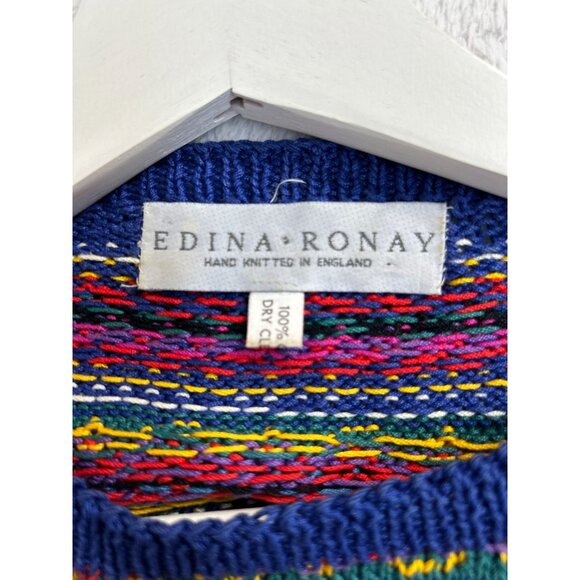 Edina Ronay Women’s Colorful Hand Knitted Sweater Geometric Floral Pullover - Picture 3 of 11